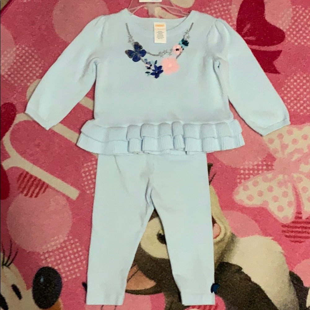 Gymboree sweater & leggings baby blue 12-18 months